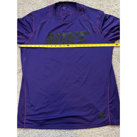 Womens Nike Pro Dri-Fit Fitted Purple Tee Size XL Activewear Bold Logo Bright - Picture 3 of 6